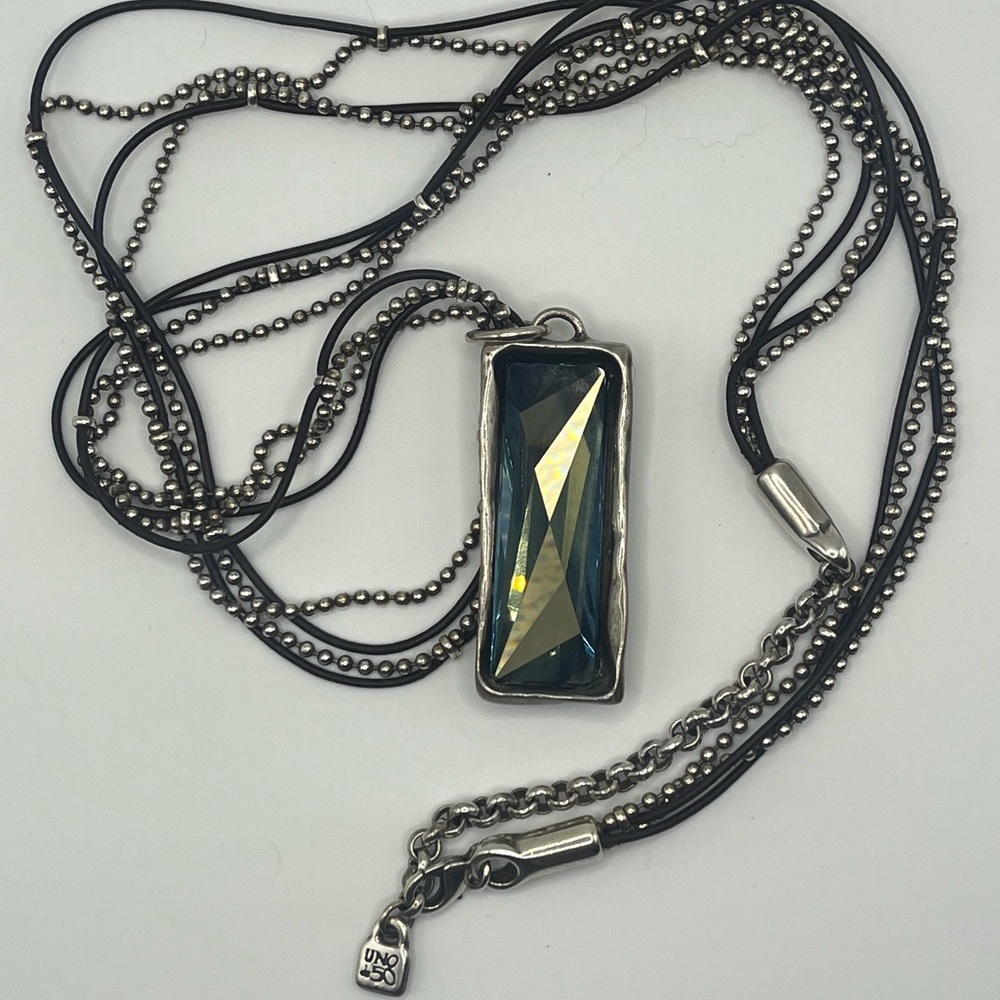 Uno de 50 necklace with gorgeous green-blue Swarovski crystal. Truly a stunner!